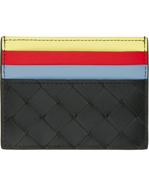 Bottega Veneta カーキ＆マルチカラー Intrecciato クレジットカードケース - ブラック