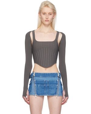 Dion Lee Khaki Ventral Compact Corset Top - Black