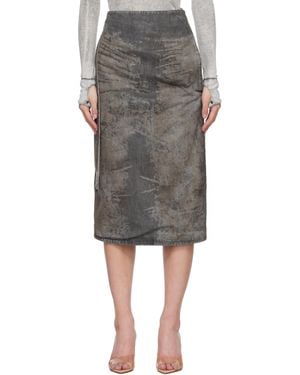 DIESEL Cotton-Hemp Satin Denim Midi Skirt - Black