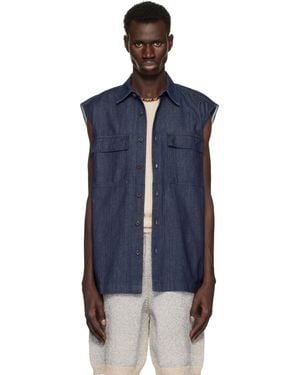 Dries Van Noten ネイビー ノースリーブ デニムシャツ - ブルー