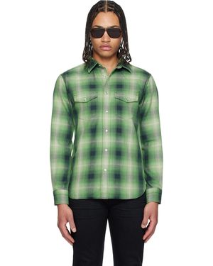 Tom Ford Grand Degrade Check Western Shirt - Green