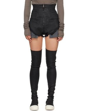 Rick Owens Tower Dirt Cutoff Denim Shorts - Black