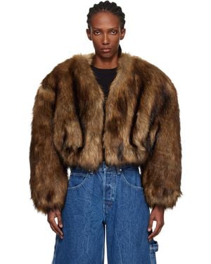 Alexander Wang Cropped Faux-Fur Jacket - Brown