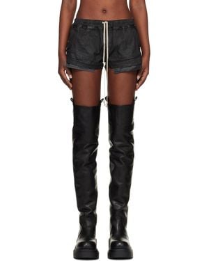Rick Owens Temple Fog Boxer Denim Shorts - Black