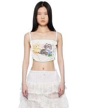 YUHAN WANG Ssense Exclusive Cat Printed Handkerchief Cotton Camisole - Multicolour