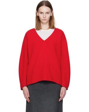 NOTHING WRITTEN Cerin Deep V-Neck Sweater - Red