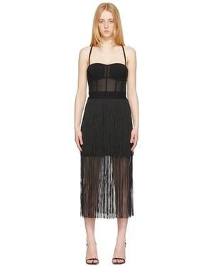 Hervé Léger Black Fringed Bustier Dress