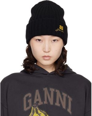 Ganni Wool Knit Beanie - Black