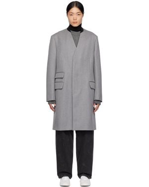 Maison Margiela Grey Collarless Coat - Black
