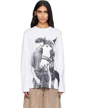 Simone Rocha T-Shirt Blanc À Imprimé Pony Kid - Bleu
