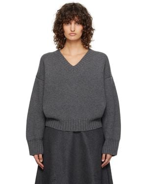 Rohe Compact V-Neck Jumper - Grey