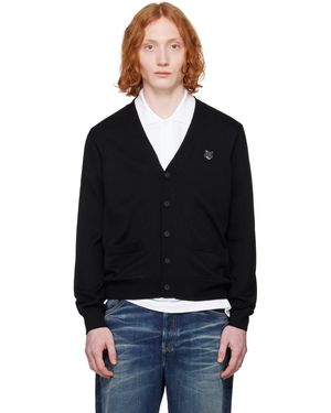 Maison Kitsuné ブラック ボールド フォックスヘッド パッチ レギュラー カーディガン