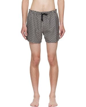 Balmain ベージュ＆ブラック モノグラム スイムショーツ