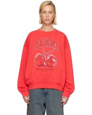 Ganni Cherry Crewneck Sweatshirt - Red