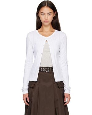Ganni Pointelle Cotton Cardigan - White