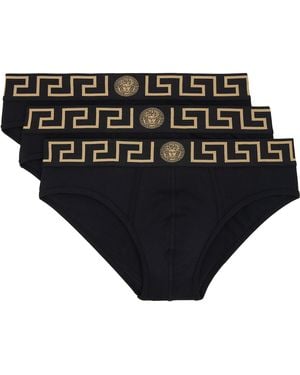 Versace Ensemble De Trois Slips Noirs En Jersey