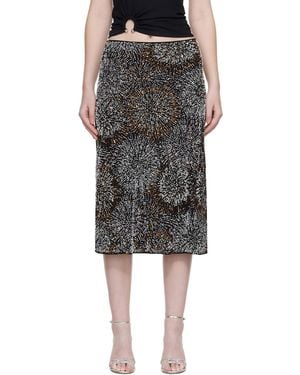 Rabanne Pearl Crepe Midi Skirt - Black