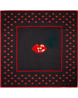 Marc Jacobs Blurred Lips Square Scarf - Black