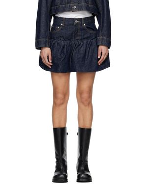 Ganni Gathered Denim Miniskirt - Blue