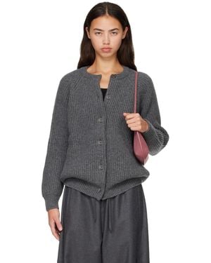 &Daughter Rowan Rib Crewneck Cardigan - Grey