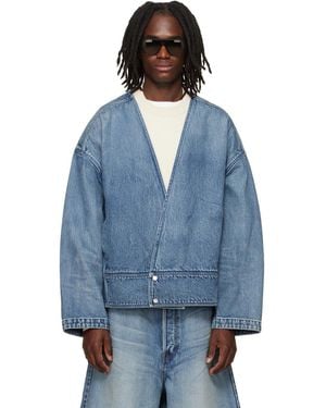 Fear Of God Lapelless Denim Jacket - Blue