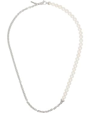 Emanuele Bicocchi シルバー Large Half Chain & Half Pearl ネックレス - ホワイト