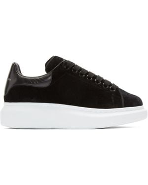 McQueen Black Velvet Oversized Sneakers