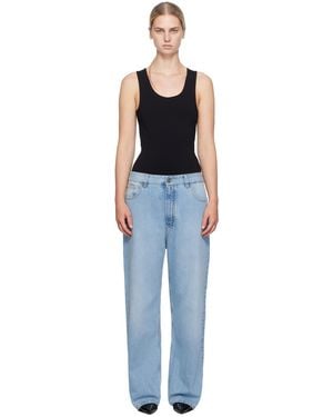 Alaïa Alaïa combinaison noir et bleu en denim à débardeur intégré