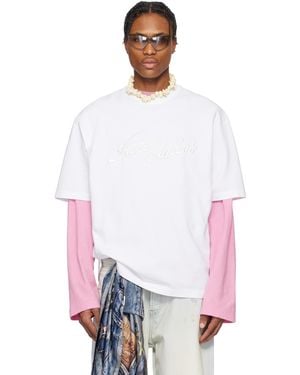 Acne Studios ホワイト リラックスフィット ロゴ Tシャツ