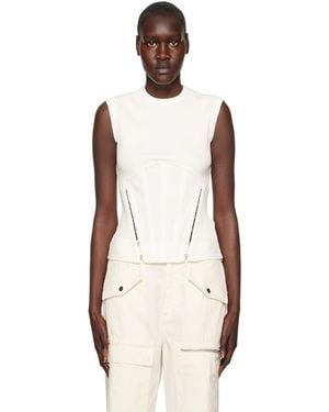Dion Lee White Split Hem Corset Tank Top - Black