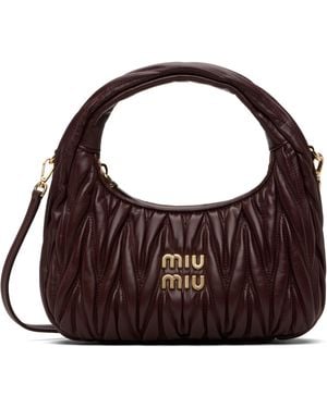 Miu Miu Burgundy Wander Matelassé Bag - Brown