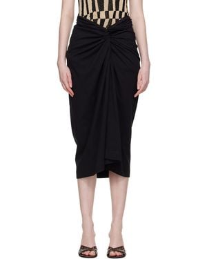 Dries Van Noten Knotted Jersey Midi Skirt - Black