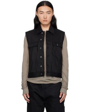 Rick Owens Hollywood Sl Trucker Denim Vest - Black