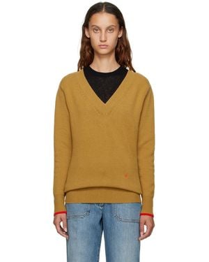 Victoria Beckham カーキ Double Vネックセーター - オレンジ