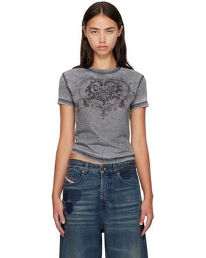 DIESEL Rhinestones & Burnout Effect Jersey T-Shirt - Blue