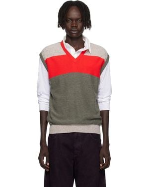 Eckhaus Latta Taupe & Racer Vest - Red