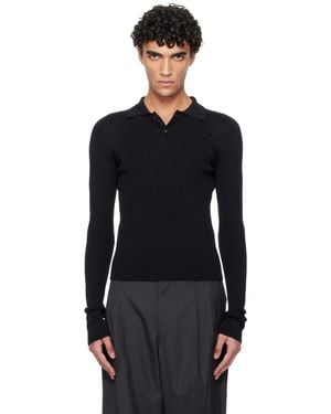 Rier Fine Rib Silk Polo - Black