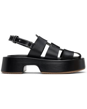 JW Anderson Sandales Noires À Plateforme Et À Piqures Contrastantes