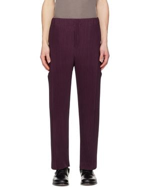 Homme Plissé Issey Miyake Burgundy Quarry Trousers - Purple