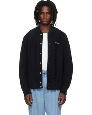 Givenchy Couture Seam Fleece Embroidered Cardigan - Blue