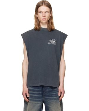 Palm Angels Palm Leaf Distressed Tank Top - Blue