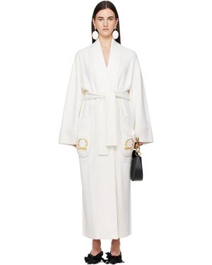 Moschino Off- Breakfast Long Coat - White