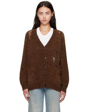 R13 Chenille Boyfriend Cardigan - Brown