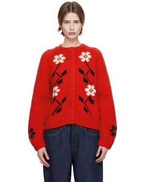 YMC Atomic Flower Cardigan - Red