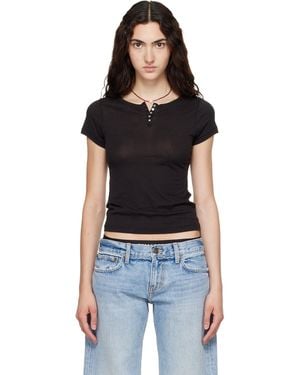 Raimundo Langlois T-Shirt Noir À Mancherons