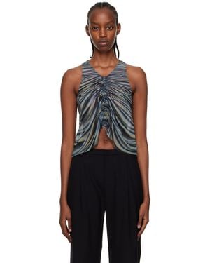 Dion Lee ブルー シャーリング ドレープ トップス - ブラック