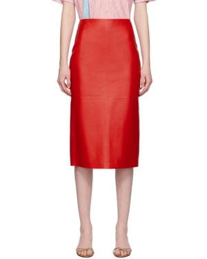 The Row Bartellette Leather Midi Skirt - Red