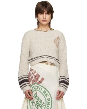 OPEN YY Argyle Cropped Jumper - Natural