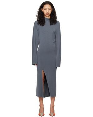 Jade Cropper Robe Midi Grise À Ourlet Fendu - Noir