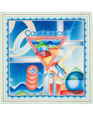 CASABLANCA マルチカラー ミディアム シルク スカーフ - ブルー
